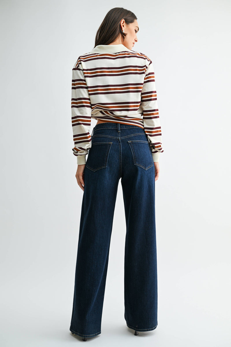 Just Black Denim • Relaxed Wide Leg Jeans - Dark Denim