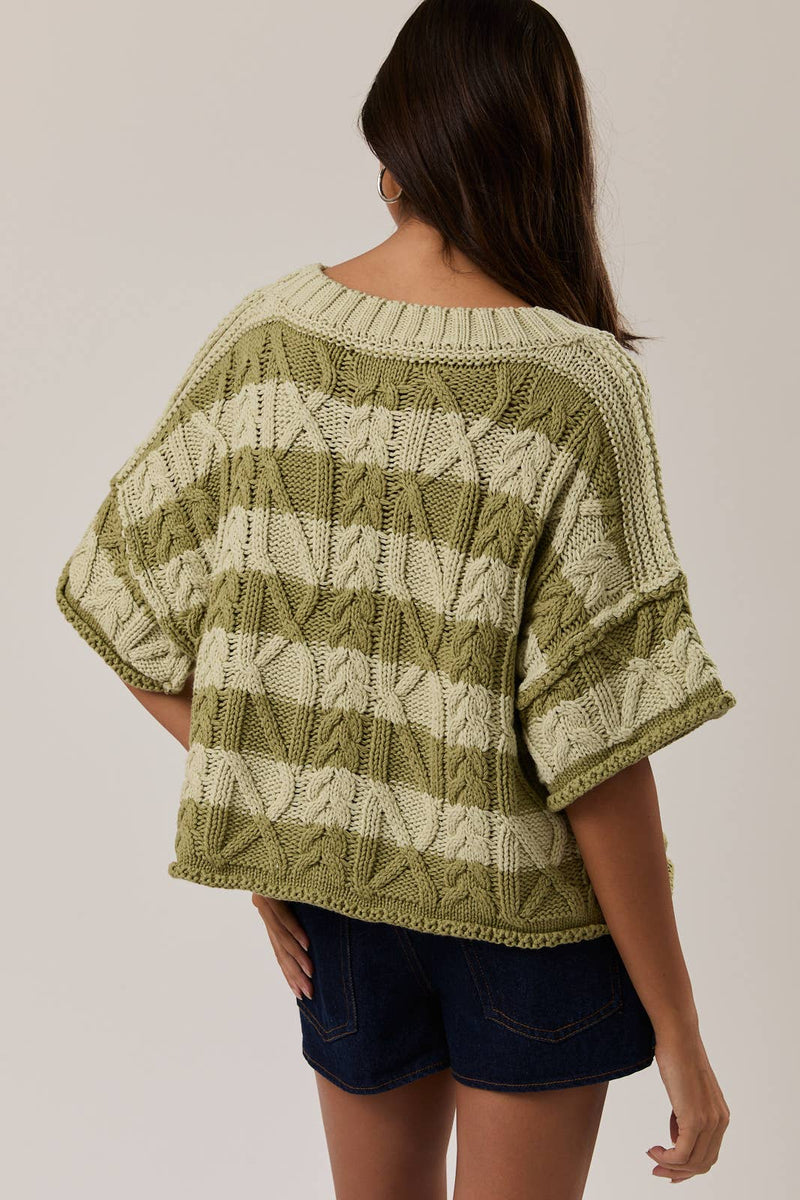 Striped Sweater - Light Green