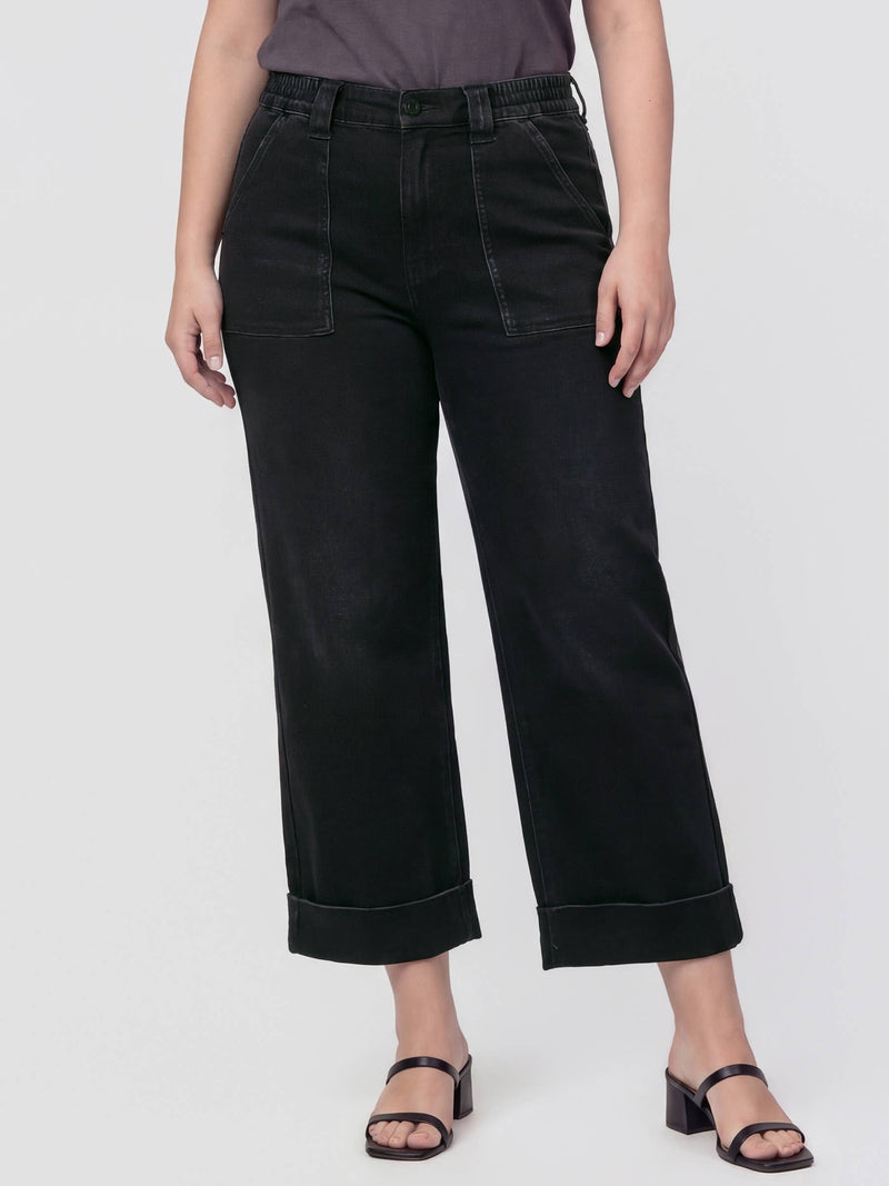 Vervet • High Rise Baggy Wide Jeans - Black (Curvy)
