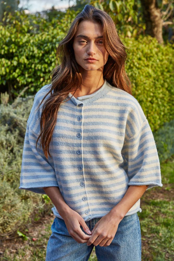 Stripe Cardigan - Light Blue