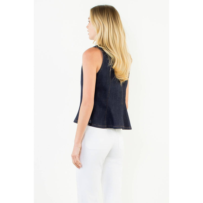 Sleeveless Denim Peplum Top