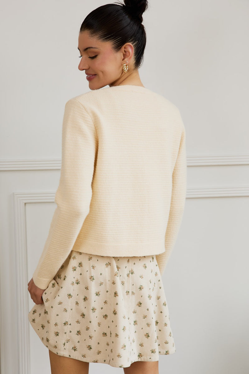 Button Up Long Sleeve Sweater Cardigan - Butter