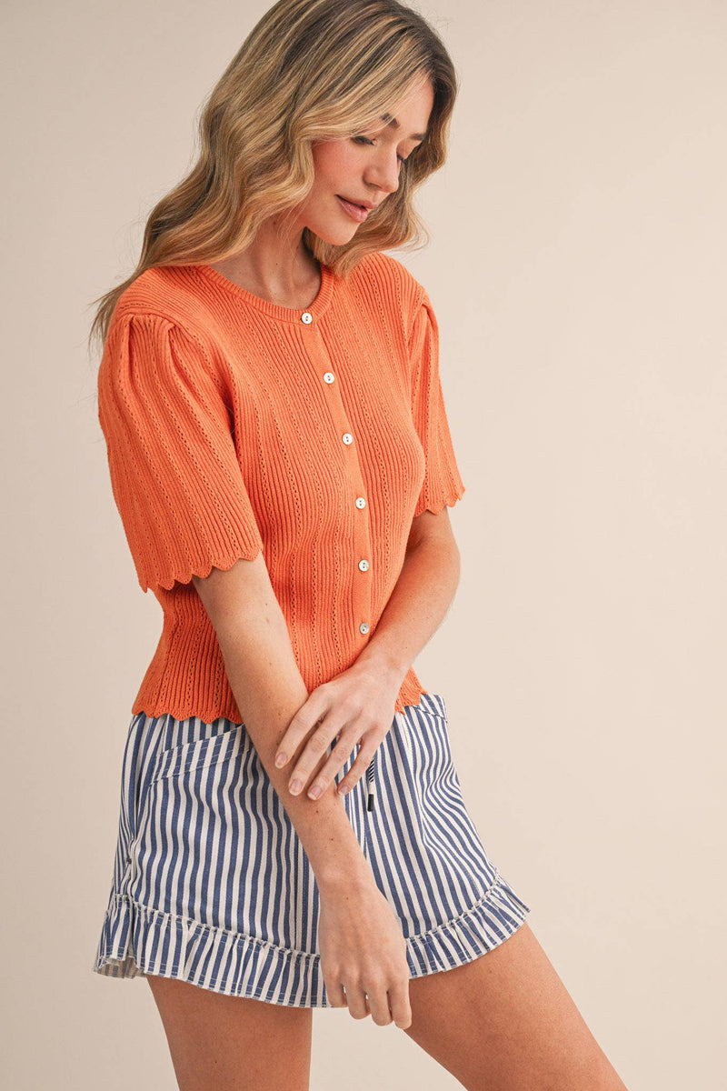Pointelle Cardigan - Muskmelon