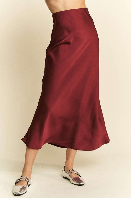 A Line Midi Skirt - Burgundy