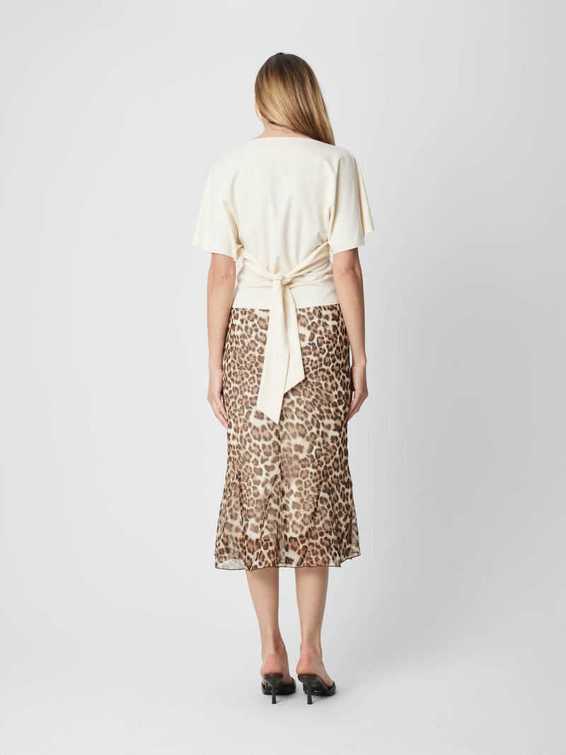 The Shianne Top | Tie Waist Wide Neck Knit Top - Cream