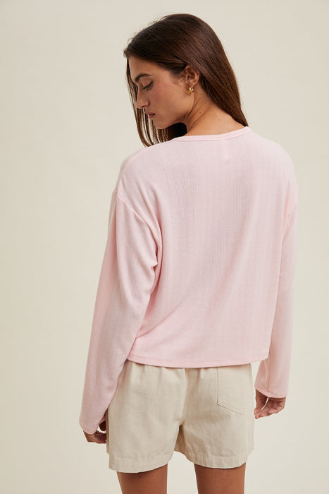 Heart Button Up Cardigan - Petal Pink
