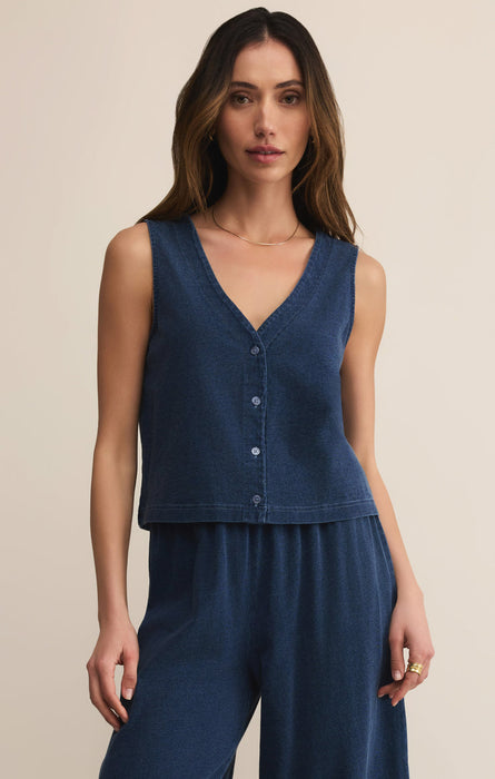 Z Supply • Solace Jersey Denim Top - Indigo
