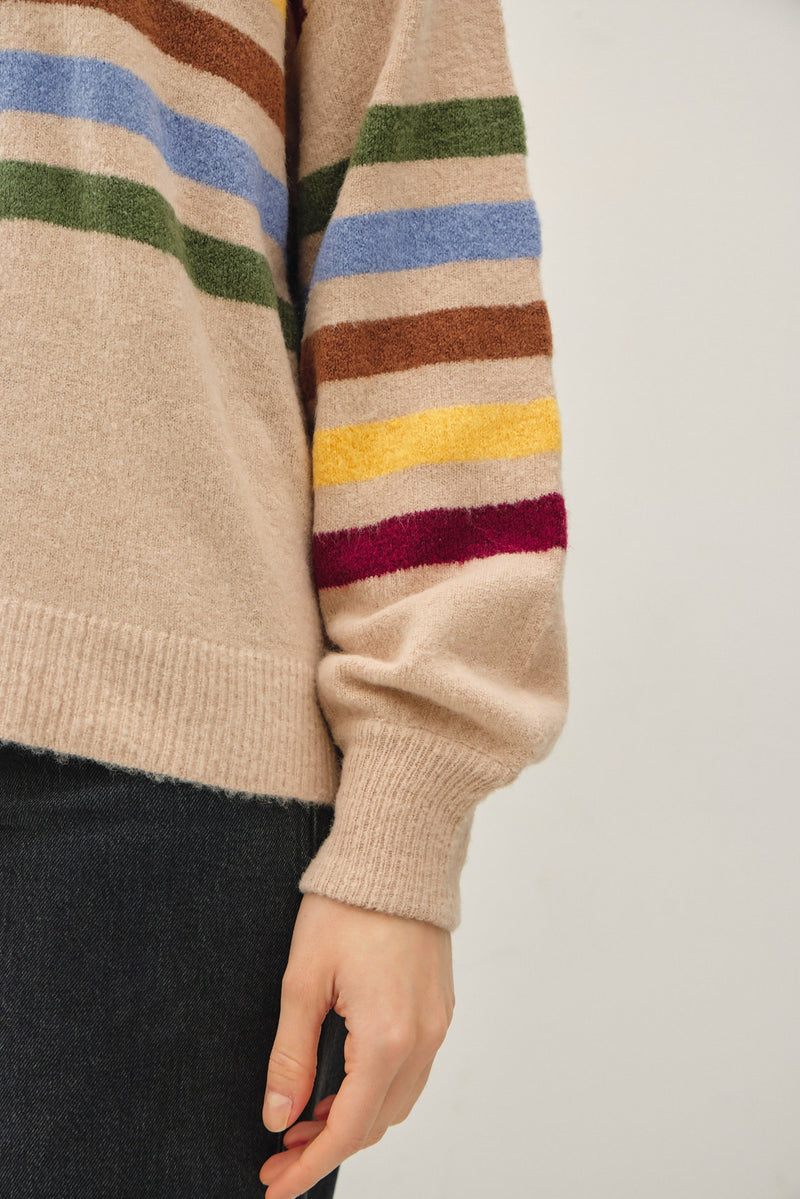Rainbow Stripe Sweater - Beige