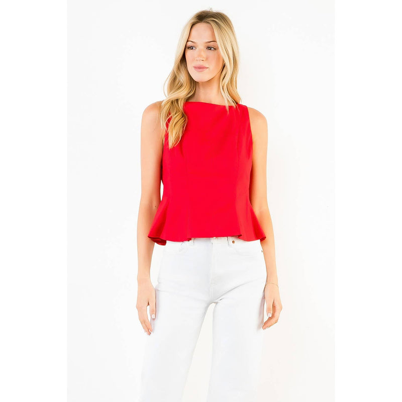 Sleeveless Peplum Top - Red