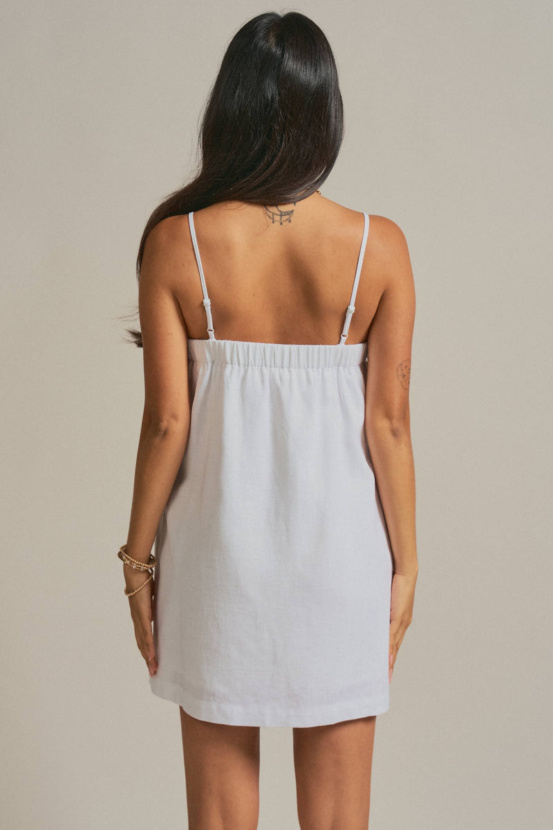 Minimalist Adjustable Strap Slip Mini Dress - White