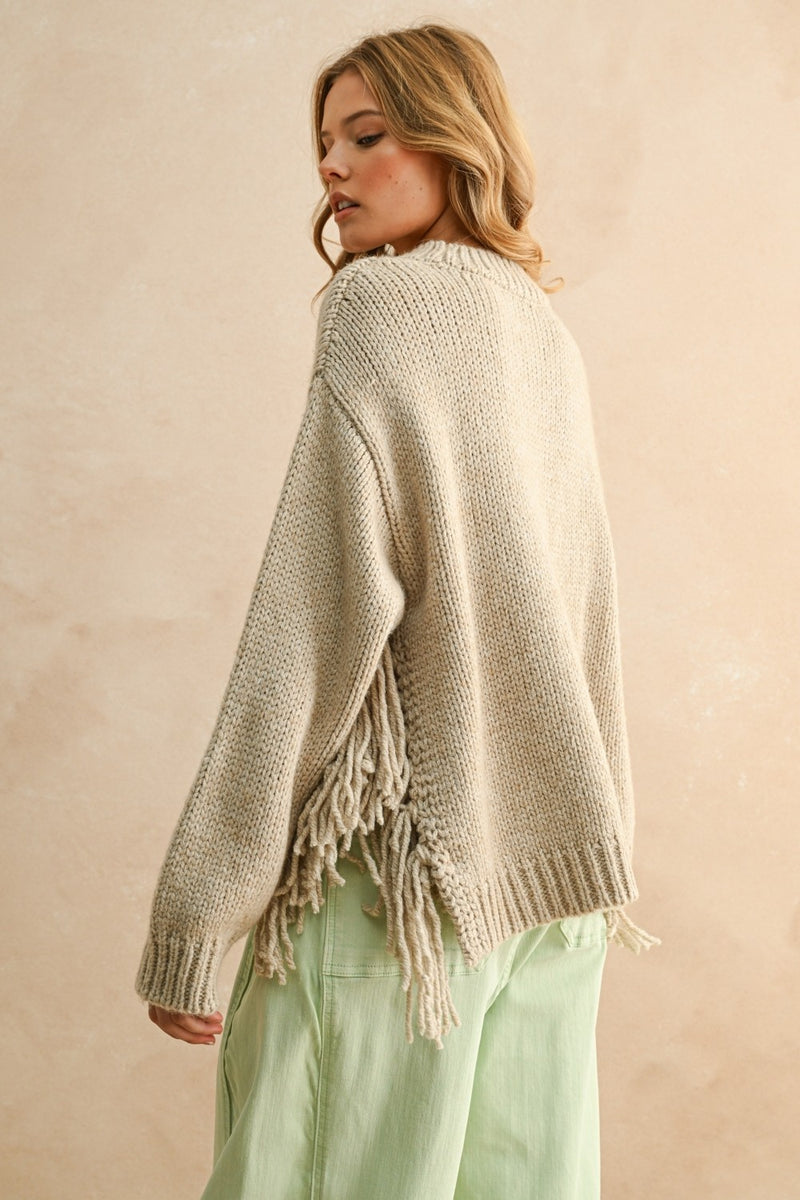 Fringe Sweater - Stone