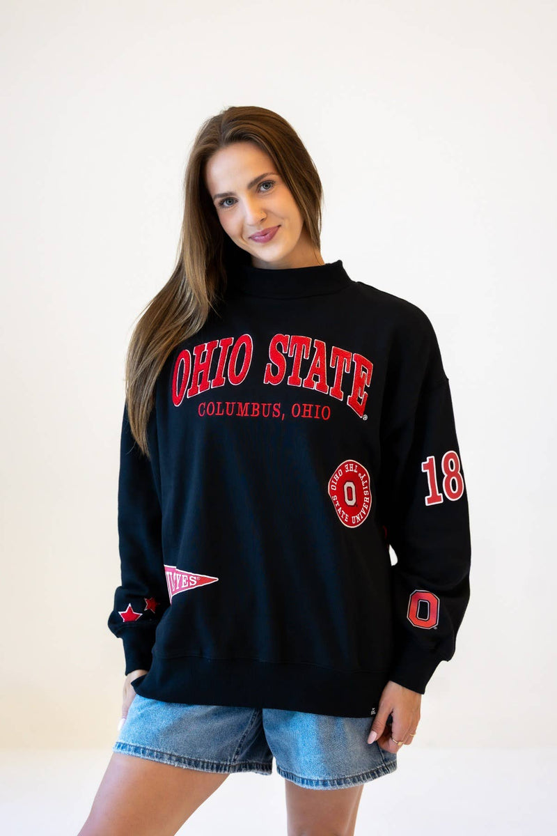 Ohio State Oversized Mock-Neck Sweatshirt - Black