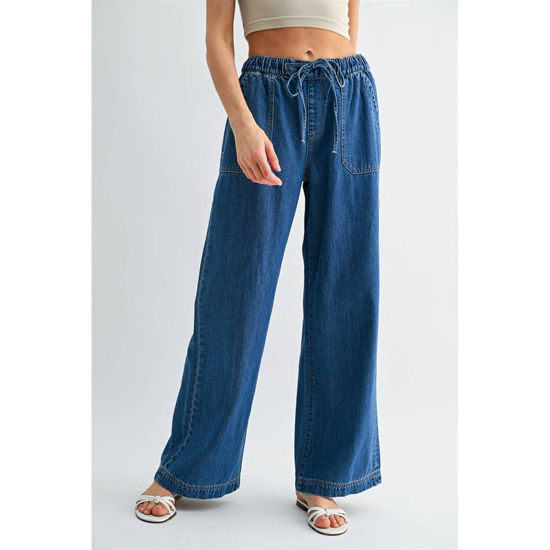 Mica Denim • High-Rise Wide Leg Joggers - Matisse Indigo