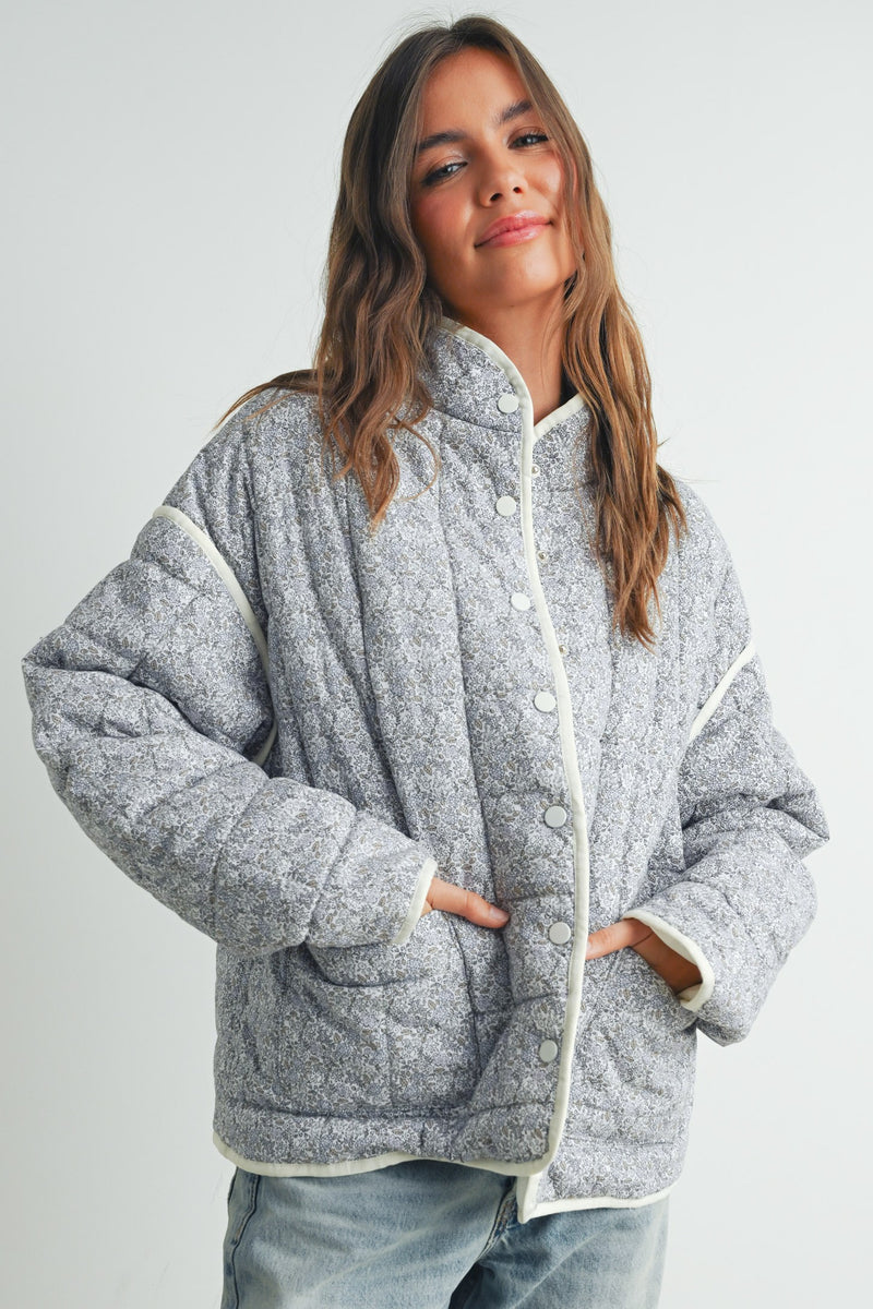 Woven Floral Jacket Lav Ivory