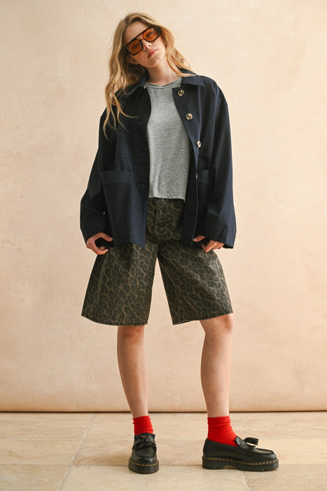 Suede Jacket - Navy