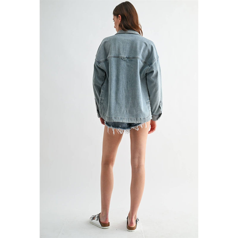 Washed Denim Shacket - Oxypetalum