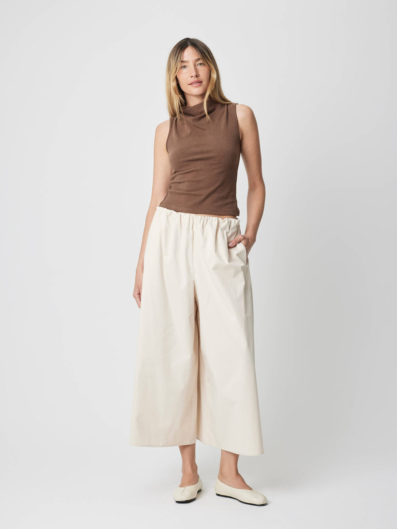 The Suzy Top | Cowl Neck Knit Tank Top - Brown