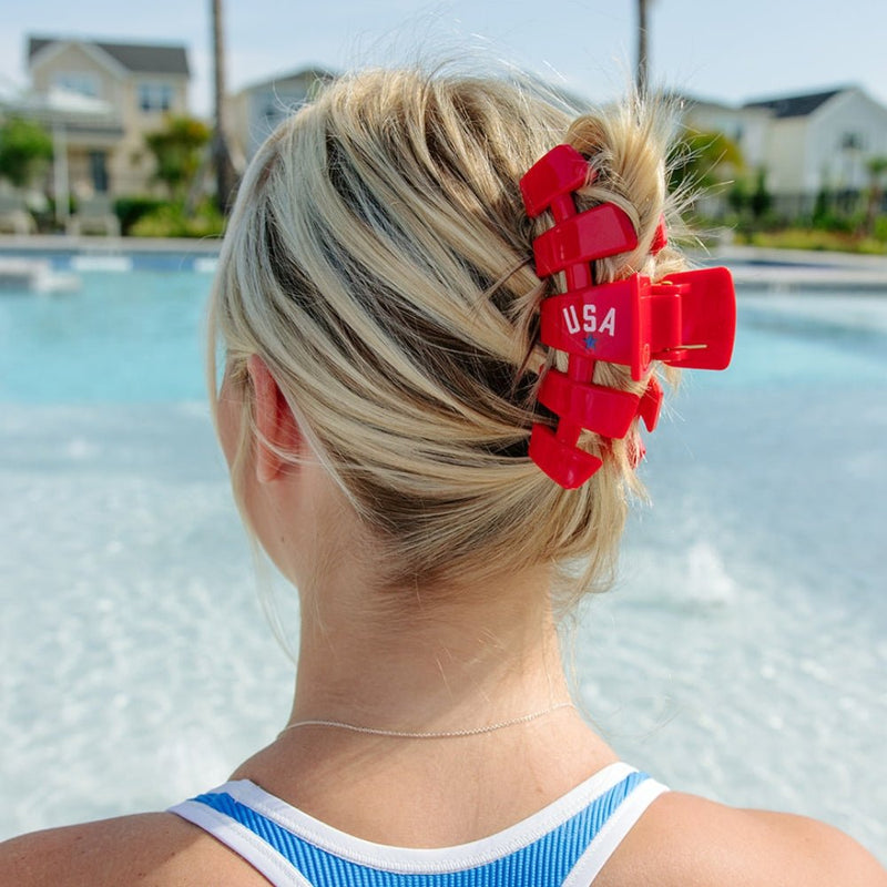 Teleties • Classic Hair Clip - USA Red (Large)