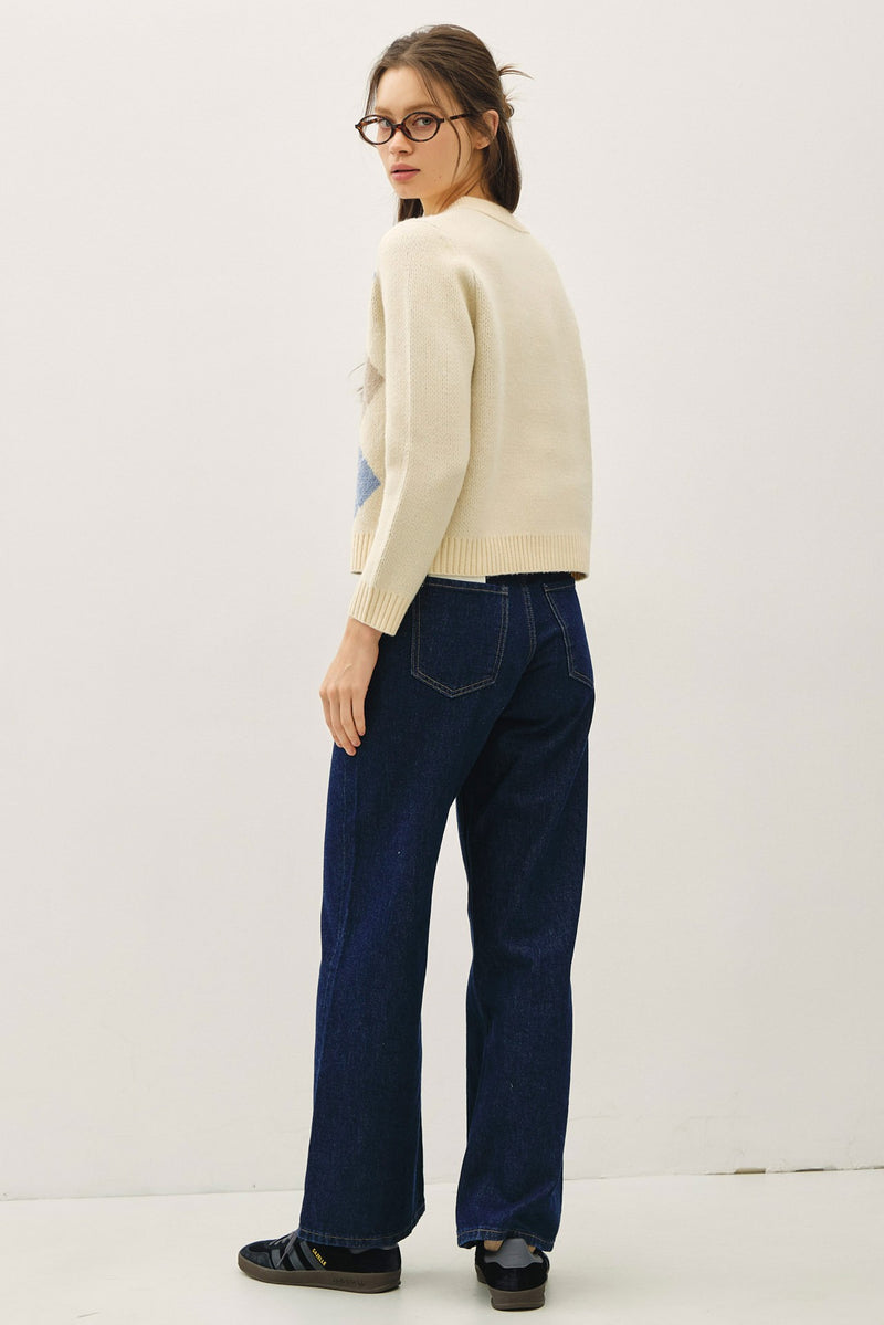 Diamond Print Cardigan - Natural