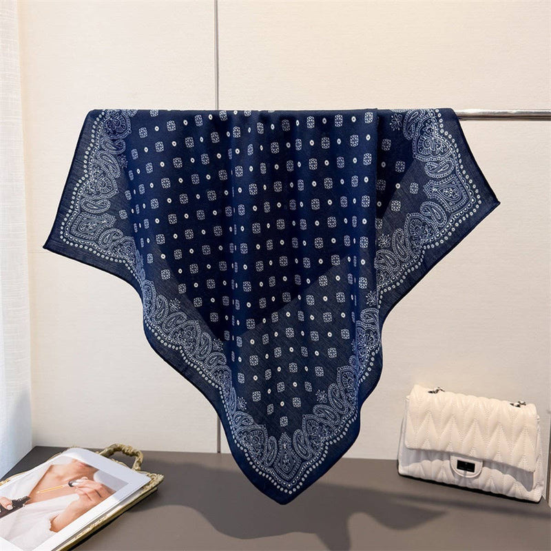 Paisley Silk Scarf - Navy
