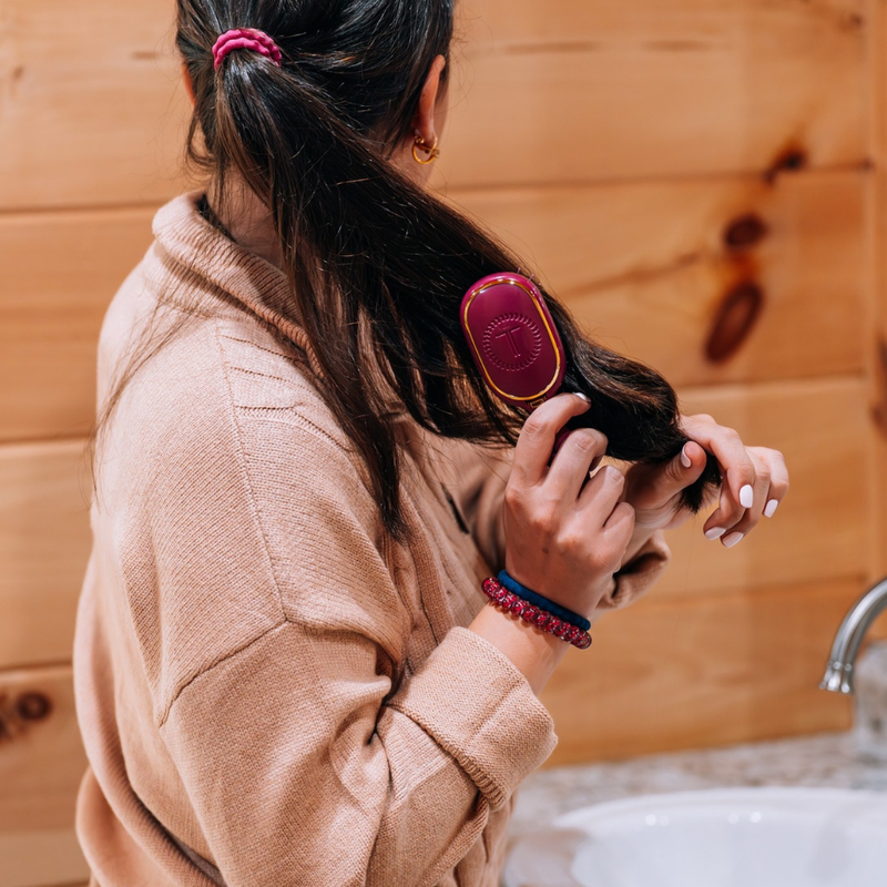 Teleties • Boar Mini Brush - Mulberry