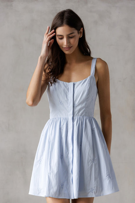 Bow Mini Dress - Baby Blue