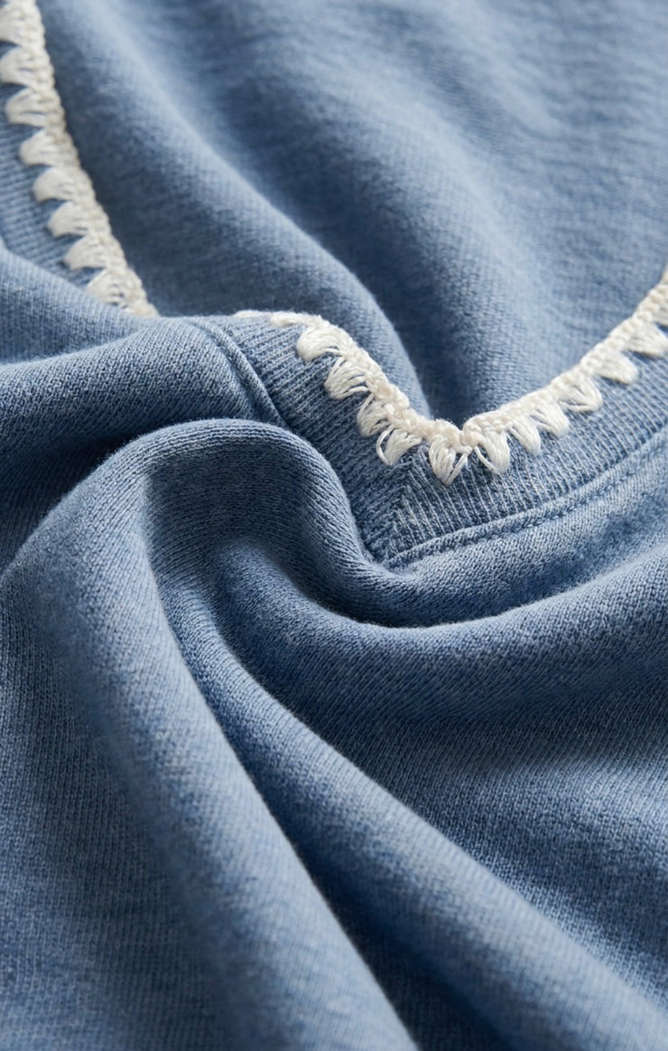 Z Supply • Cam Knit Denim Whipstitch Top - Santorini Indigo