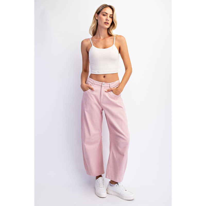 Cotton Twill Barrel Pant - Pink