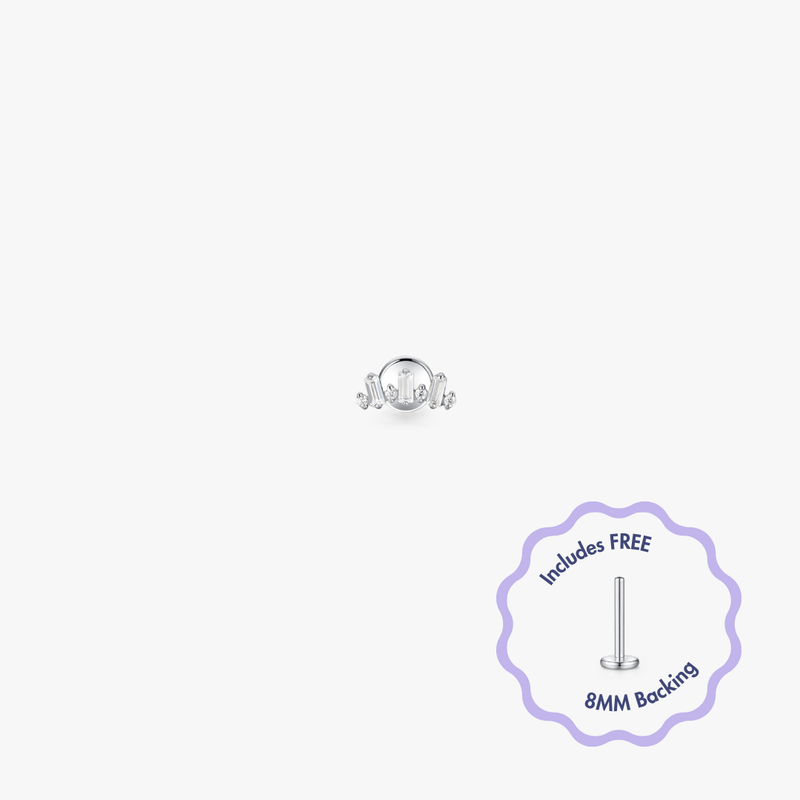 Silver Mini Crown Titanium Flat Back Stud (Single)