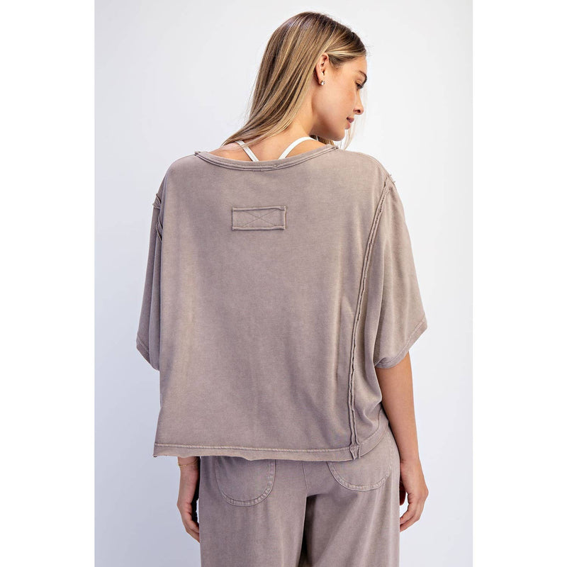 Mineral Washed Oversized Tee - Mocha