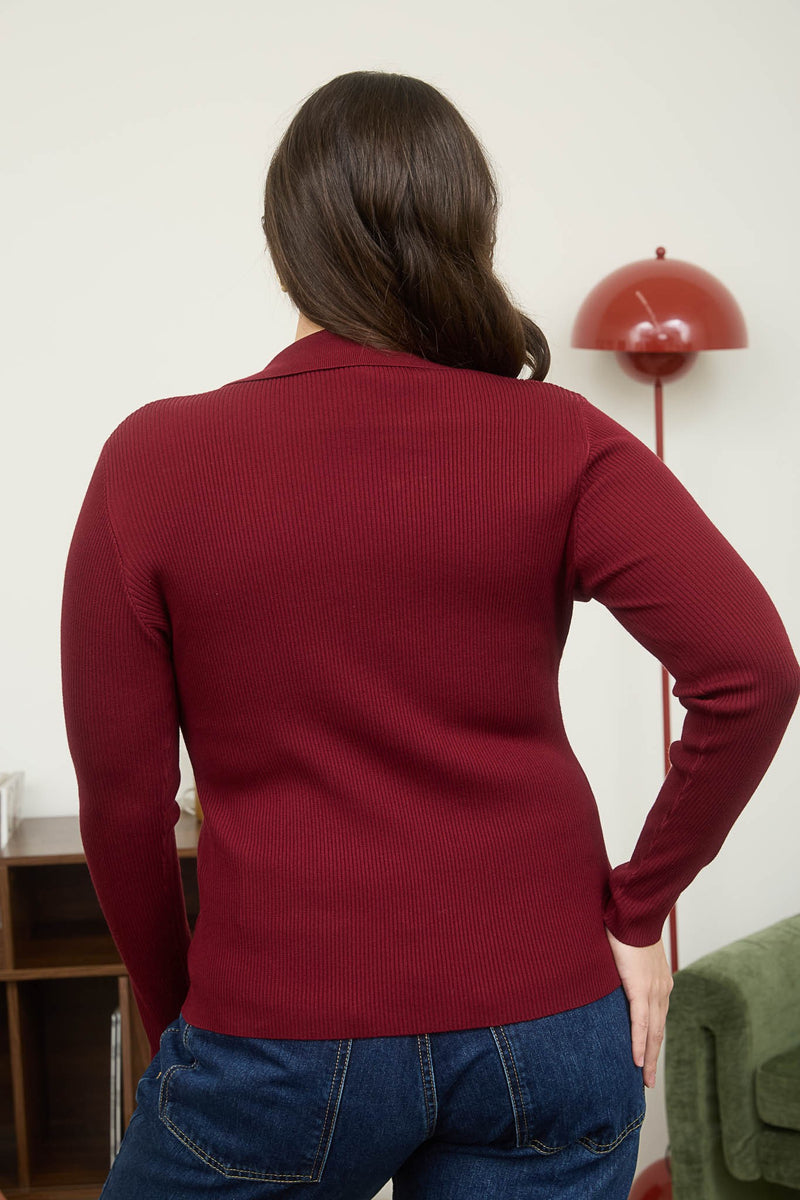 Gold Snap Sweater Red Wood