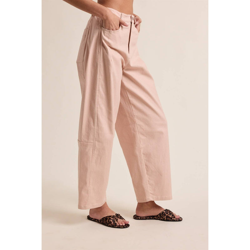 Striped Cotton Pants - Pink & Taupe