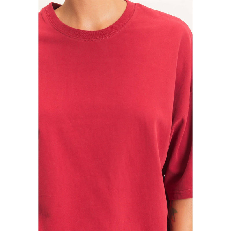 Washed Cotton T-Shirt - Dark Red