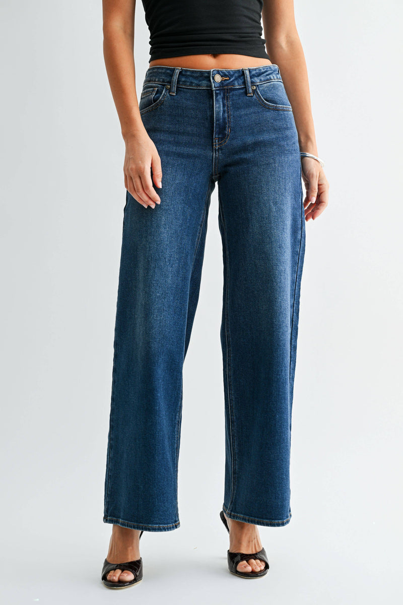 Just Black Denim • Low Rise Straight Jeans - Dark Denim
