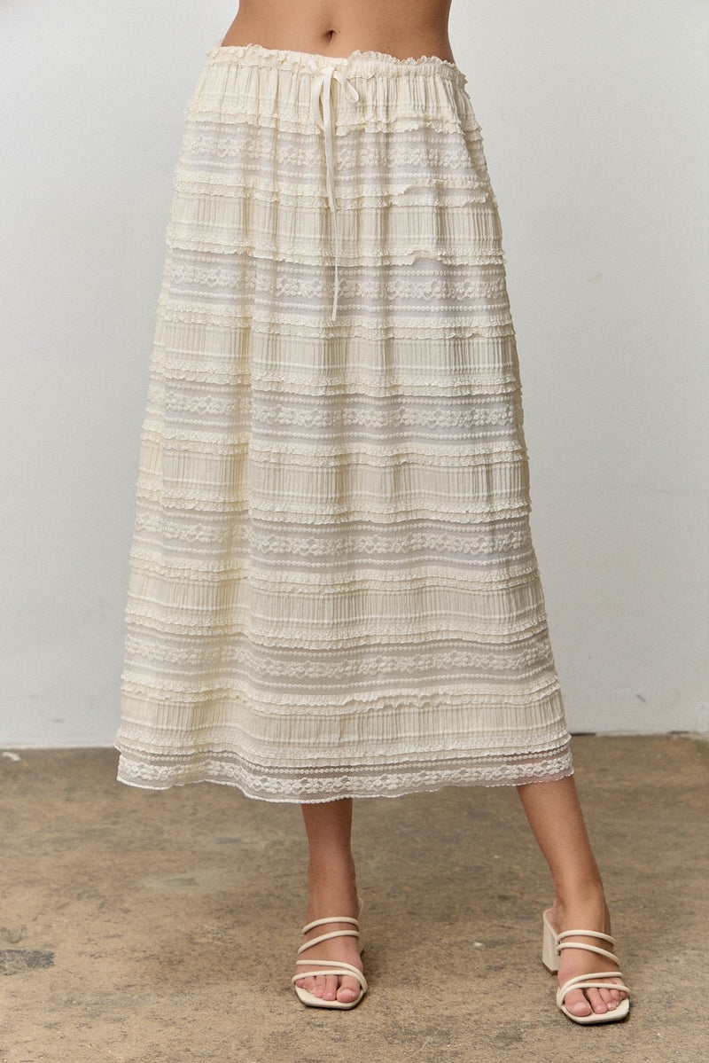 Lace Midi Skirt - Cream