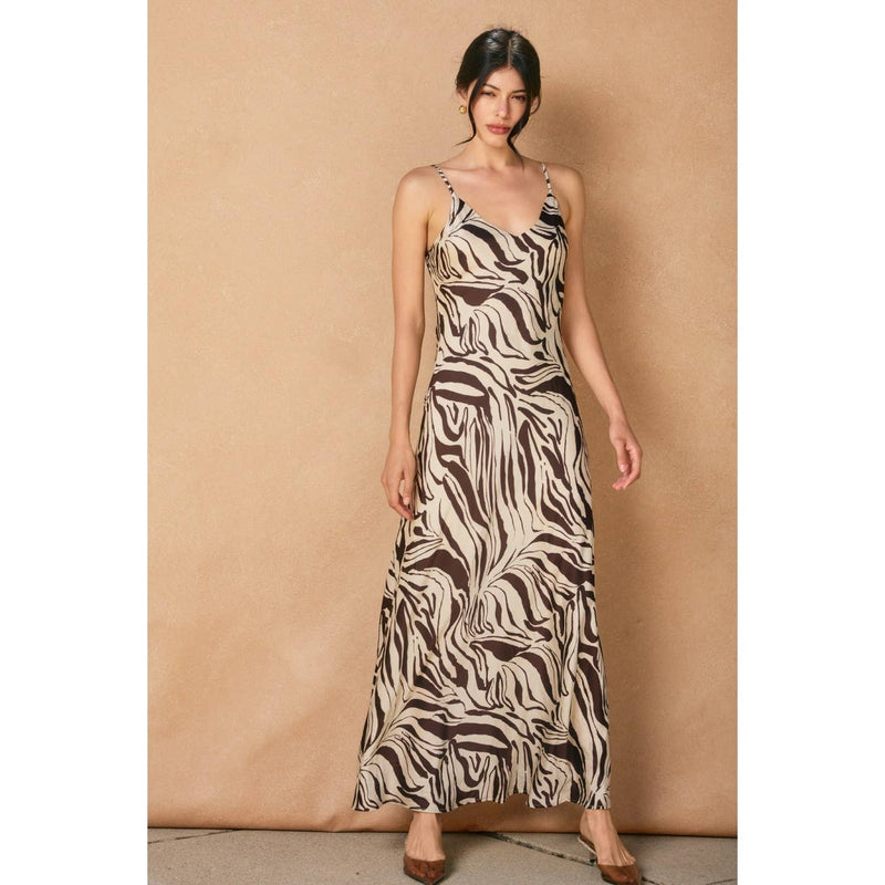Maxi Dress - Brown & Ecru Animal Print