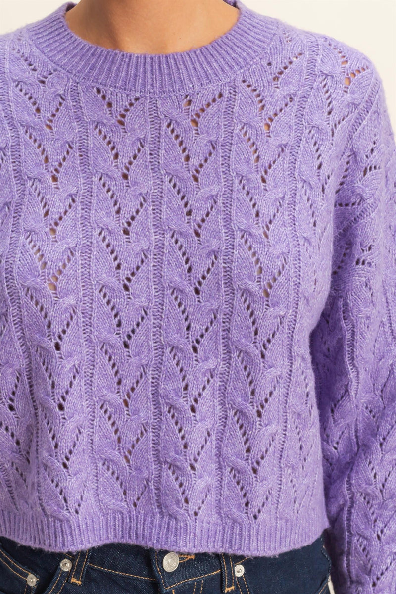 Cable Sweater - Iris Purple