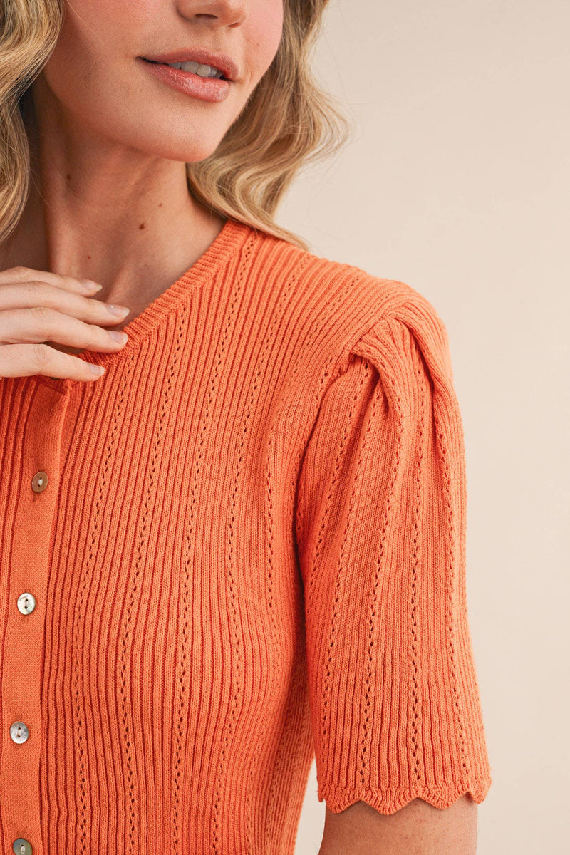 Pointelle Cardigan - Muskmelon