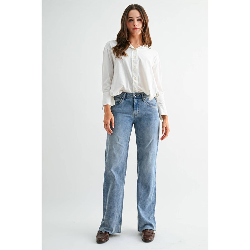 Mica Demin • Mid Rise Wide Stripe Jeans - Astronaut