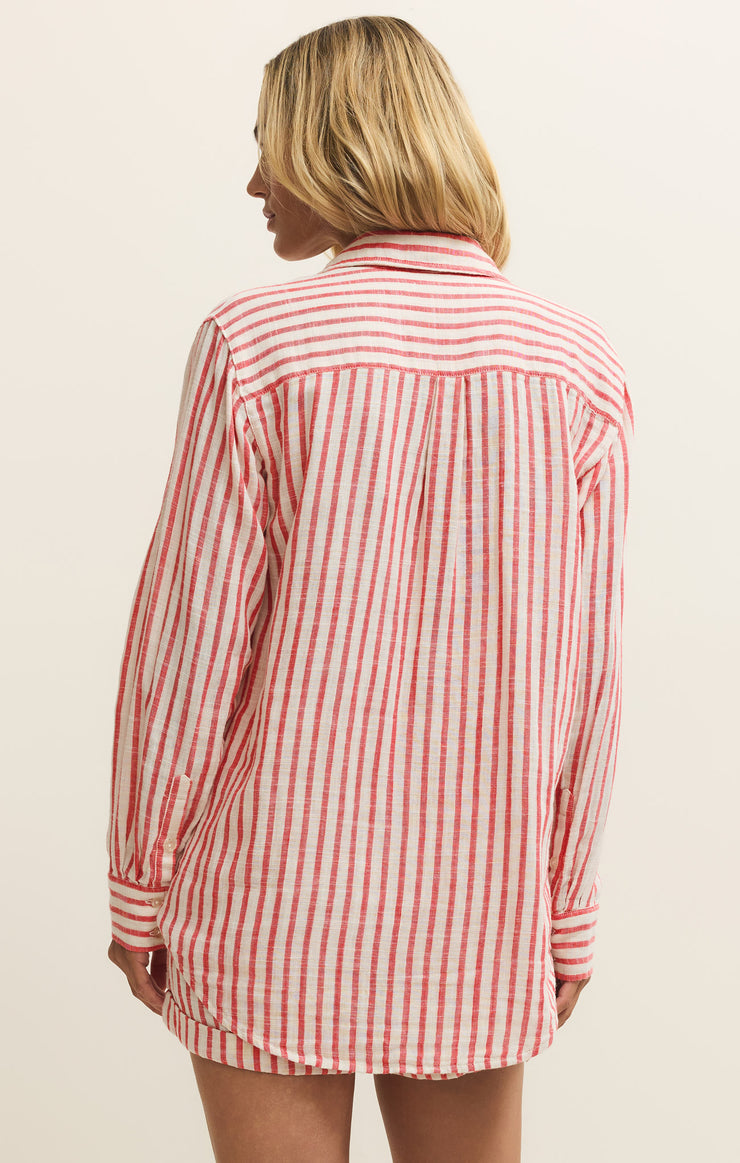 Z Supply • Saturdays Stripe Shirt - Crimson Crush