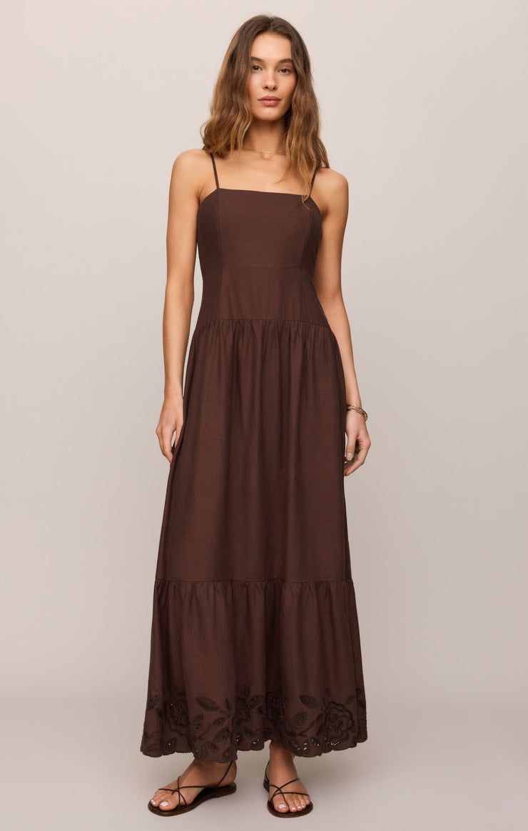 Z Supply • Esti Embroidered Maxi Dress - Chocolate Cherry