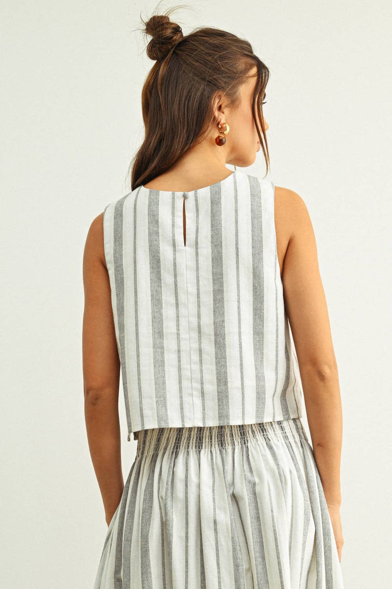 Stripe Crop Top - Black & Oatmeal