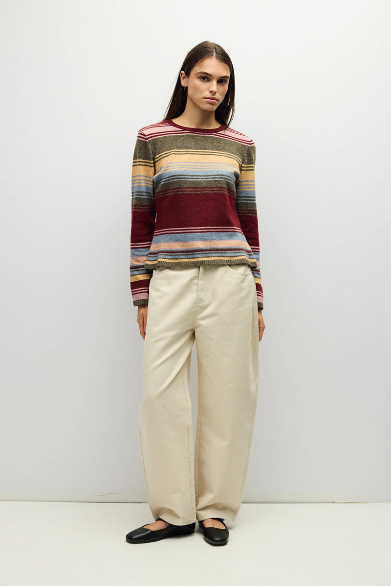 The Natasha Sweater | Multi Stripe Relaxed - Burgundy Multi
