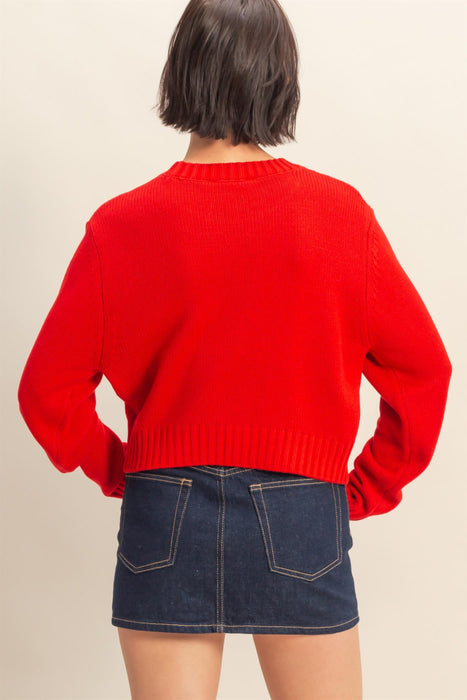 Cropped Sweater - Red