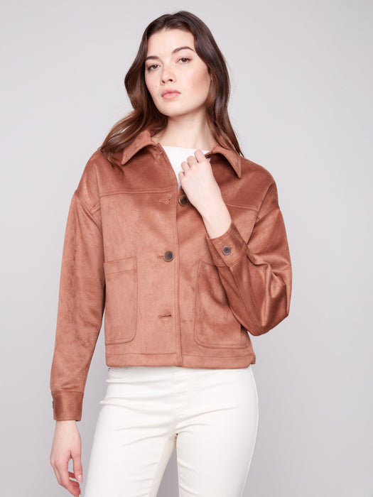 Faux Suede Jacket - Truffle
