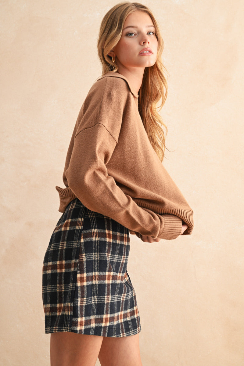 Soft Sweater With Collar - Espresso