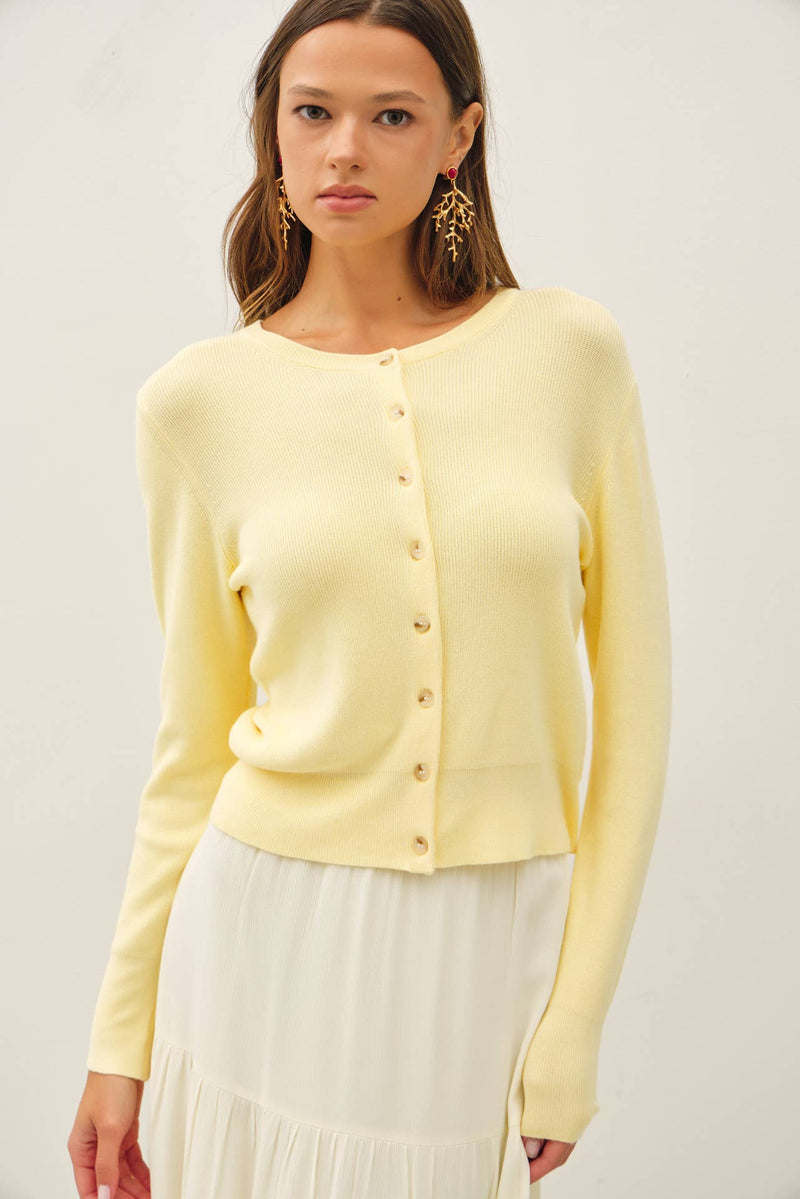 Ribbed Cardigan - Lemonade
