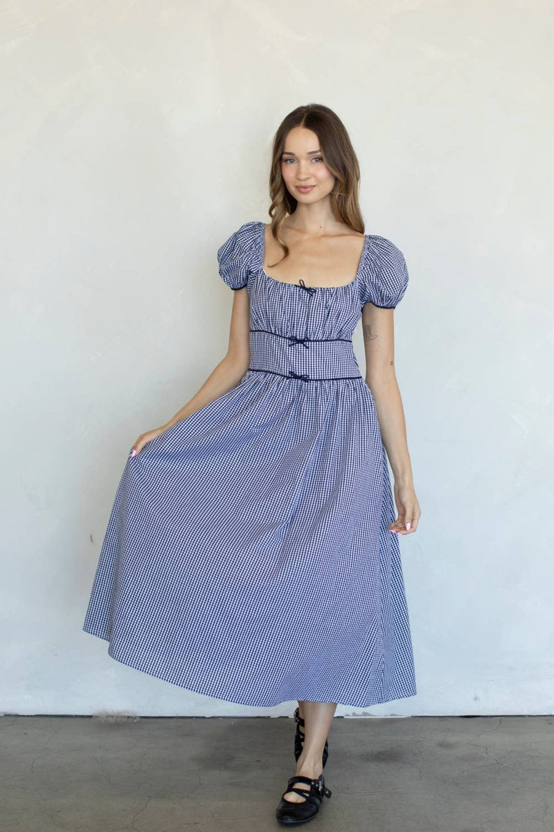 Plaid Midi Dress - Midnight