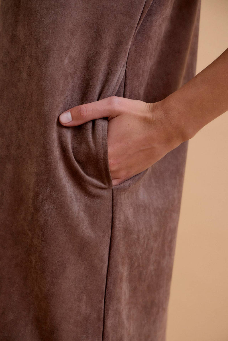T-Shirt Polo Dress - Suede Chestnut