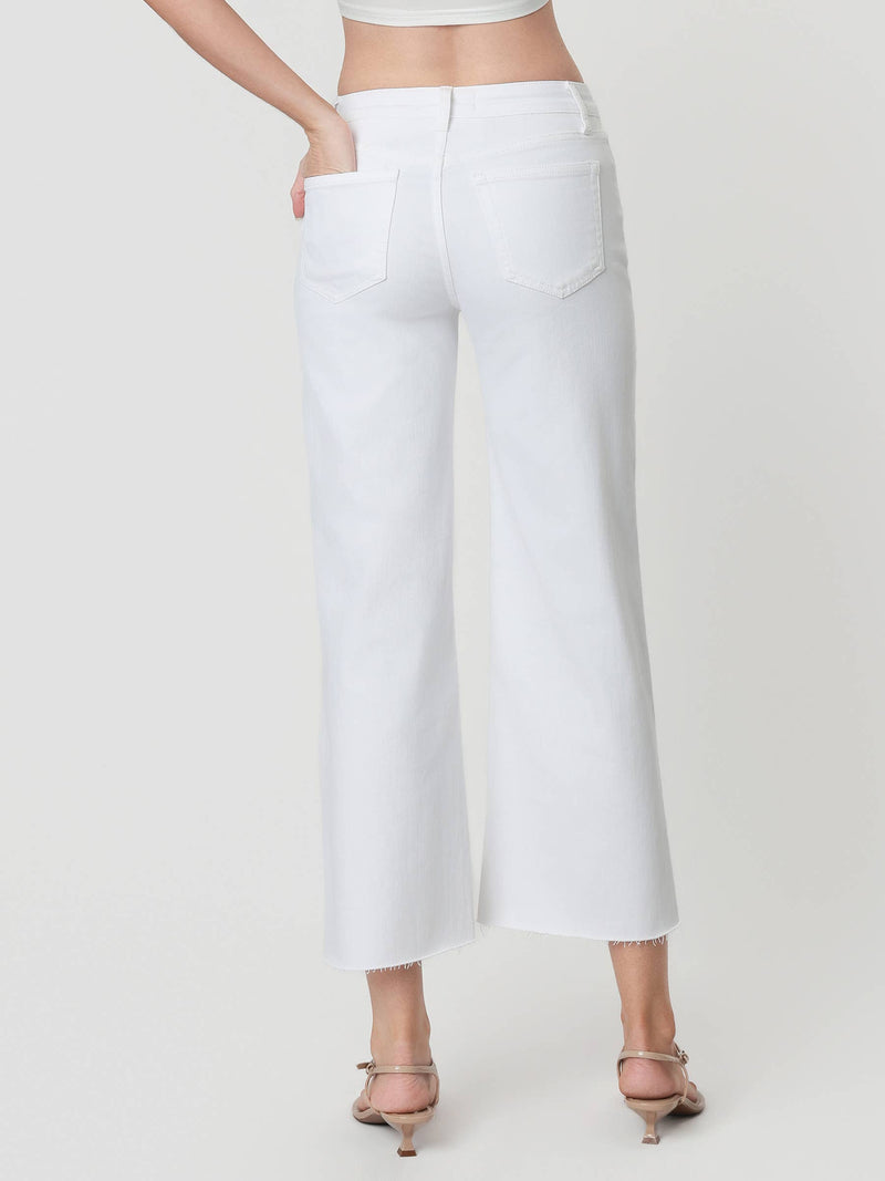 Vervet • High Rise Crop Wide Leg Jeans - Optic White